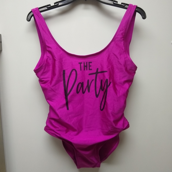 None Other - NWOT Neon Purple / Pink " The Party " One Piece Swimsuit - Large